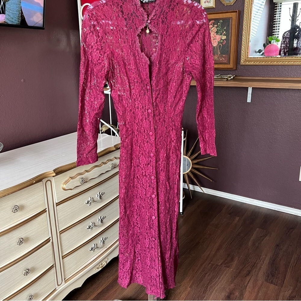 Vintage Dawn Joy Lace Button Down Maxi Dress